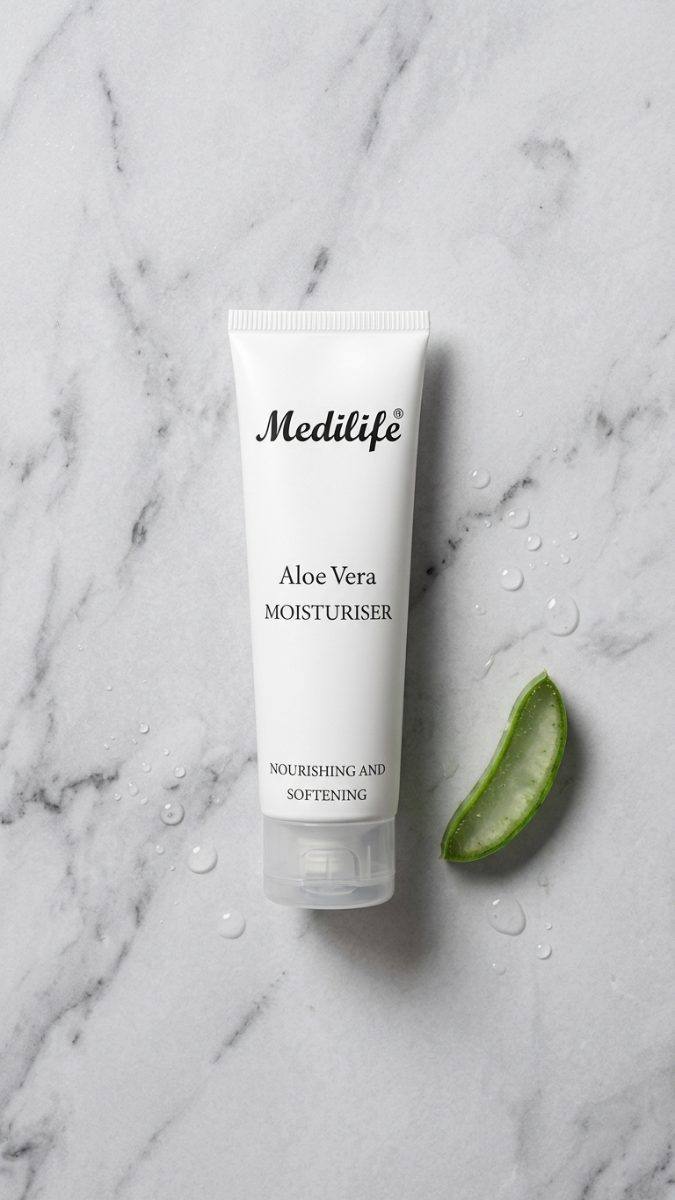 Medilife amenity tube on a marble vanity